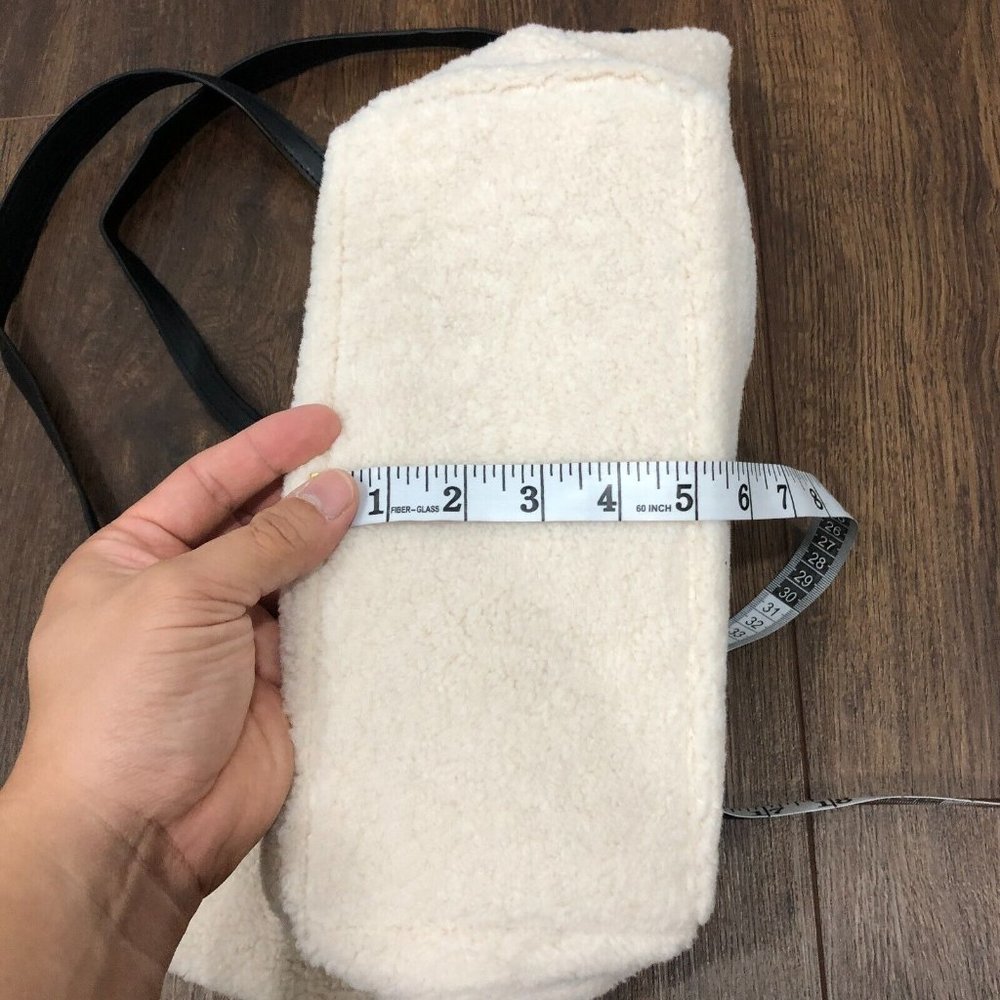 Neiman Marcus White Sherpa Shearling Tote Bag Faux Fur w/ Matching Small Bag - Picture 11 of 14